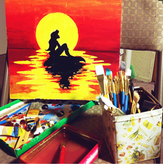 320x322 The Little Mermaid Painting - Disney Little Mermaid Painting