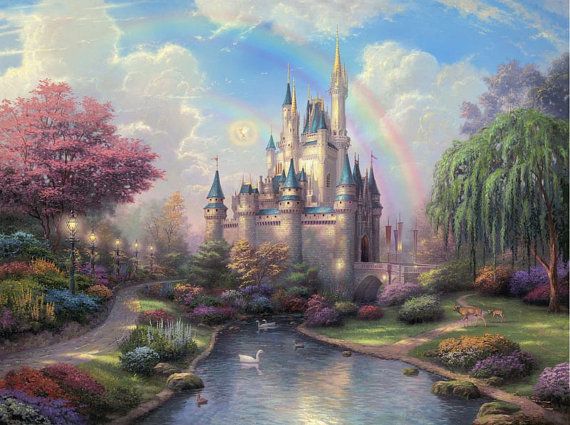 570x425 Disney Oil Paintings Thomas Kinkade New Day - Disney Oil Painting