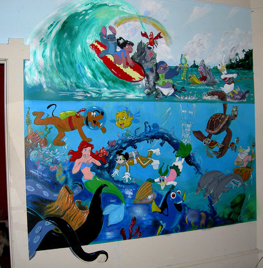 885x900 Disney Mural Painting By Robert Lettrick - Disney Painting