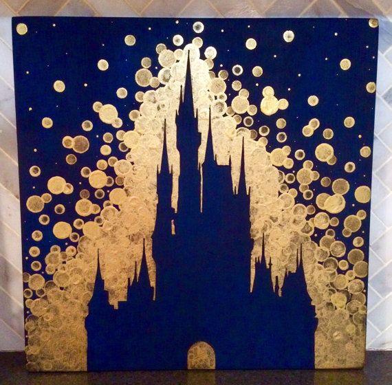 570x560 Disney World Castle Inspired Paintingdisneydisney Castle - Disney Painting