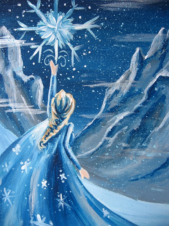 570x759 Sale Frozen Queen Elsa Disney Princess Art Work Painting - Disney Painting
