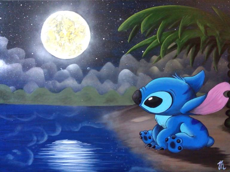 770x578 Saatchi Art Stitch Under The Moon Disney Painting By Cloud Lee - Disney Painting