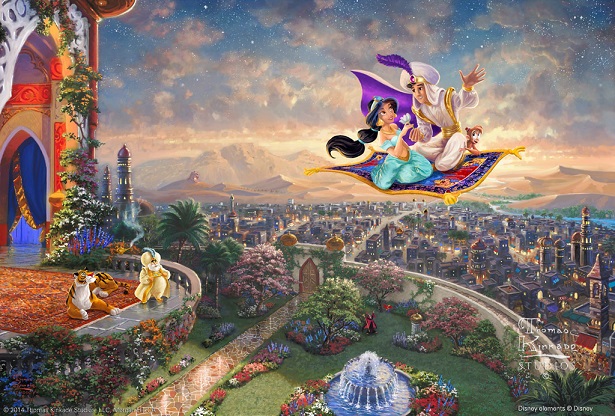 615x416 Aladdin Painting Thomas Kinkade Disney Collection - Disney Painting