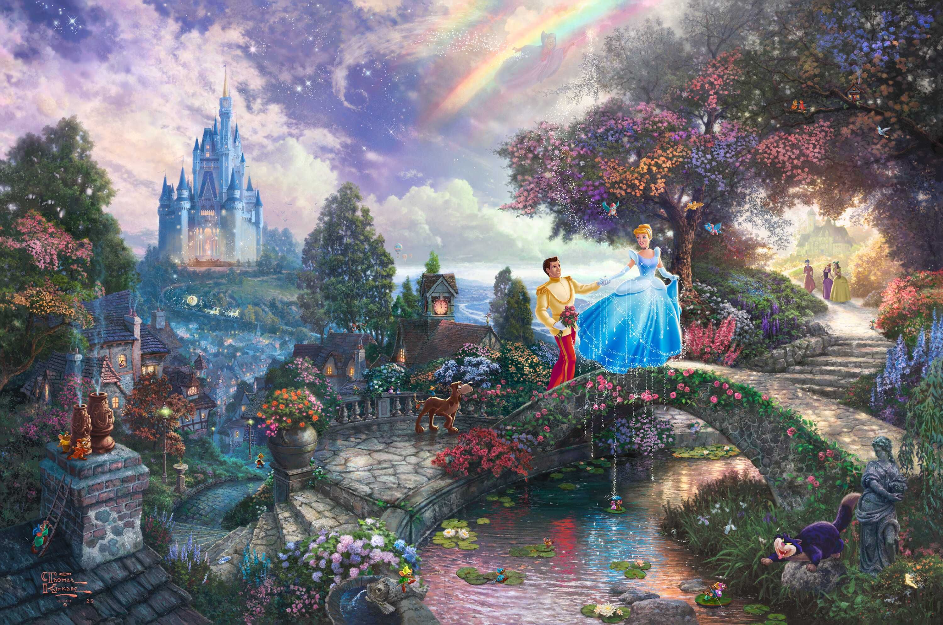 3000x1991 Cinderella Wishes Upon A Dream - Disney Painting Online