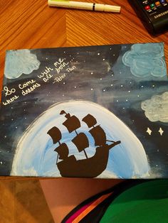 236x314 Finally Finished My Canvas Painting! Peter Pan Clock Tower - Disney Peter Pan Painting