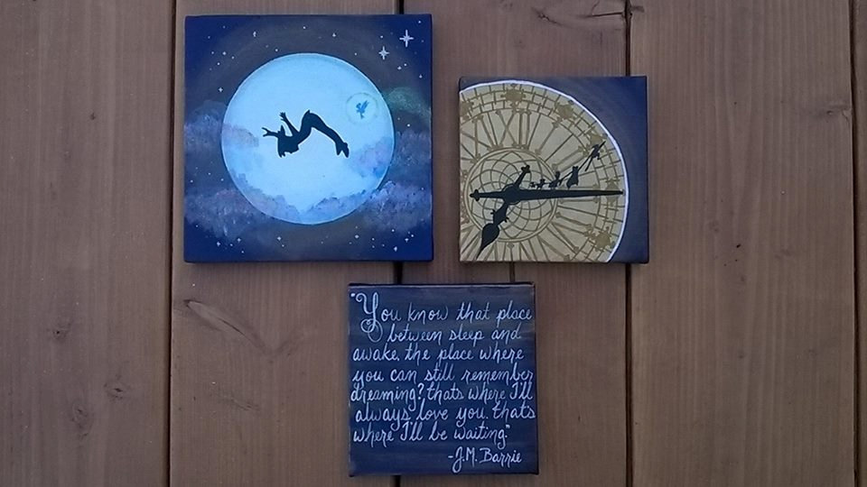 960x540 Peter Pan Set Of 3 Canvas Paintings You Know The Place - Disney Peter Pan Painting