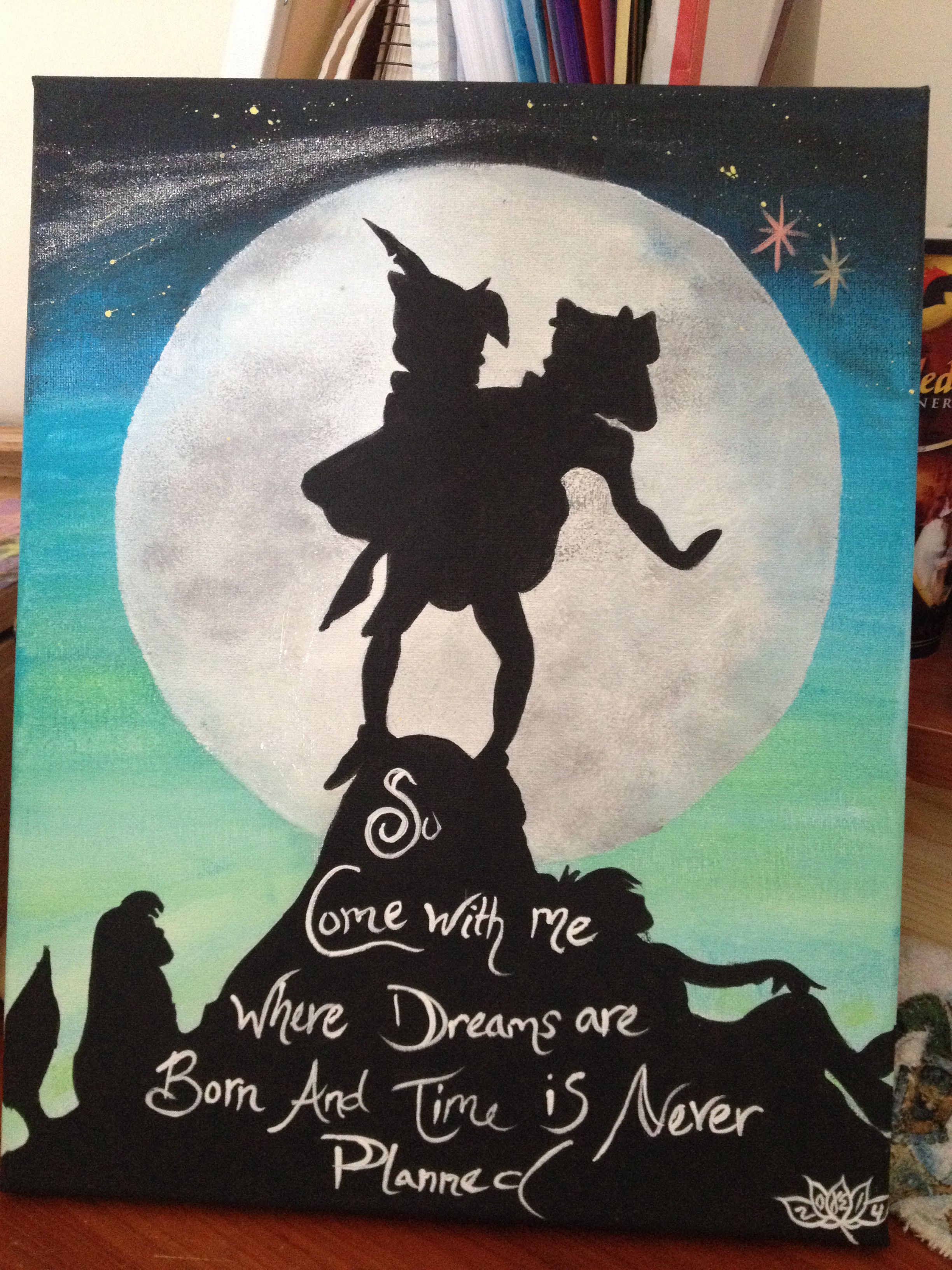 2448x3264 Peter Pan Silhouette. Moon Glows In The Dark! Piece Painted For My - Disney Peter Pan Painting