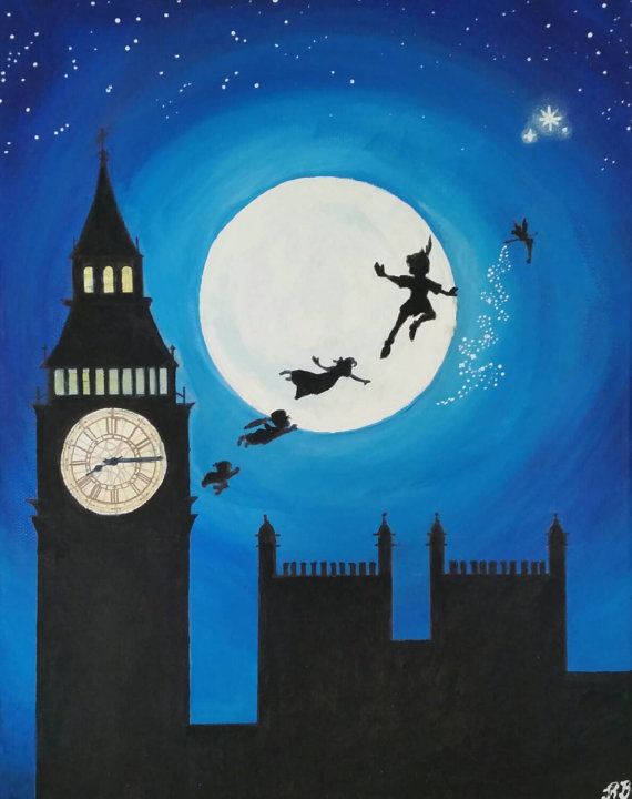 570x720 Think Happy Thoughts - Disney Peter Pan Painting