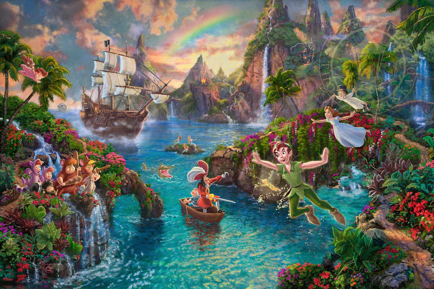 1500x1000 Disney Peter Pan's Never Land The Thomas Kinkade Company - Disney Peter Pan Painting