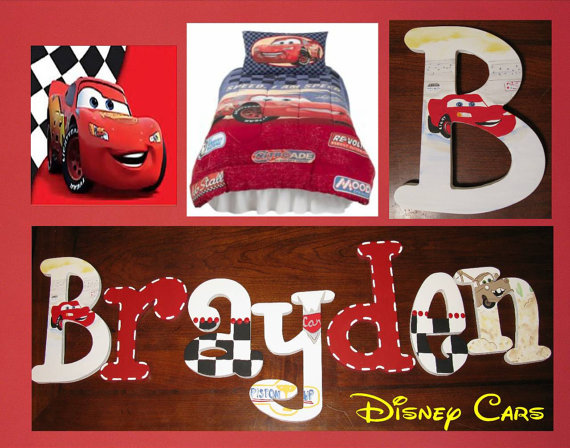 570x448 Disney Pixar Cars Lightning Mcqueen Painted Letters - Disney Pixar Cars Painting
