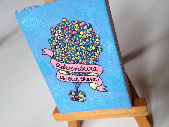 570x428 Disney Pixar Up Mini Canvas Painting By Clementineclay On Etsy - Disney Pixar Up Painting