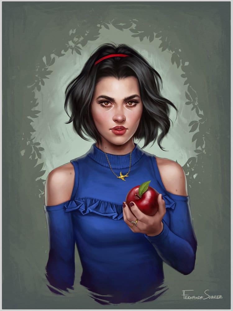 750x999 Illustrations Of Modern Disney Princesses Living Contemporary Life - Disney Princess Painting