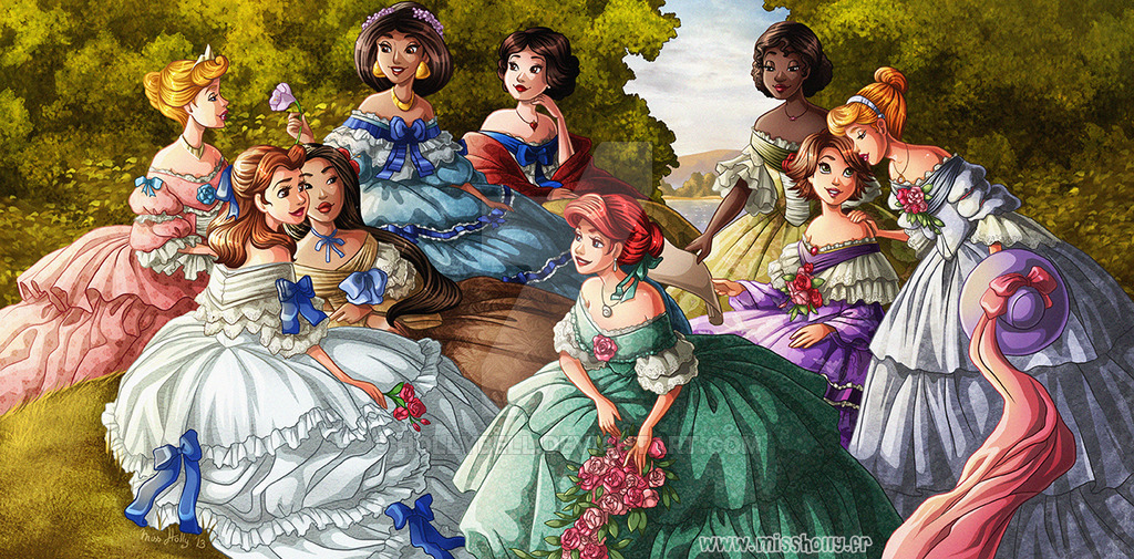 1024x505 Princess Tea Party By Hollybell - Disney Princess Painting
