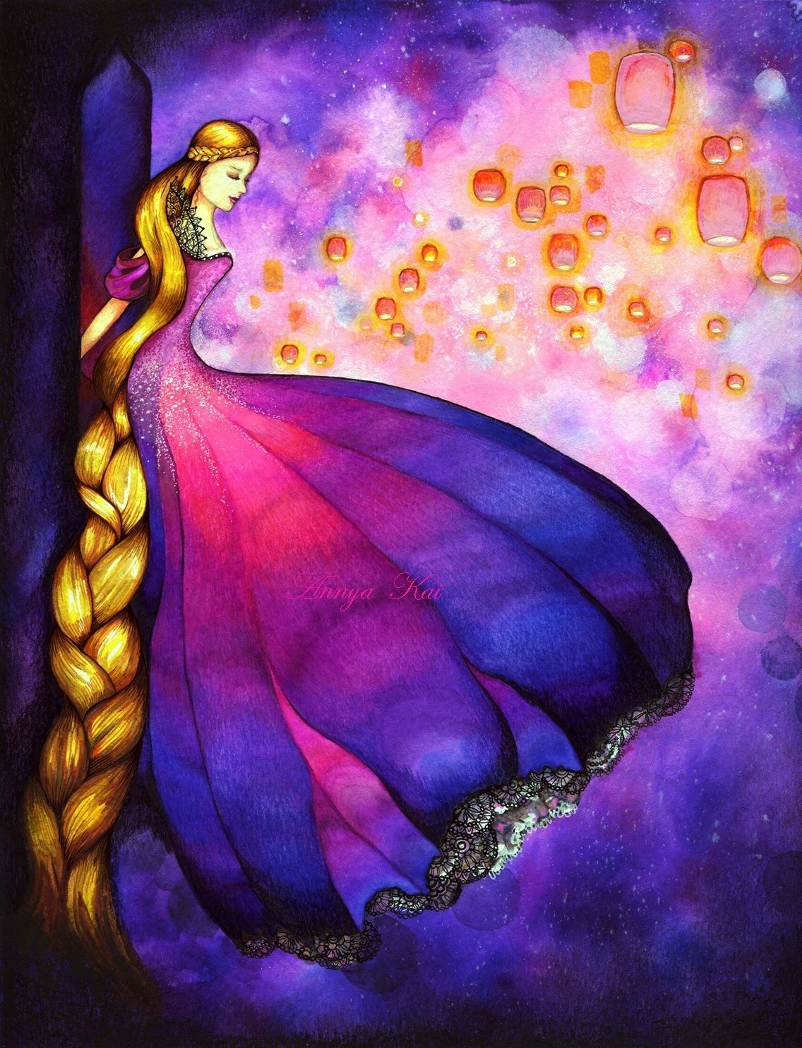 1136x1485 Disney Tangled Rapunzel Painting~dark Fairytale Fantasy Glowing - Disney Rapunzel Painting