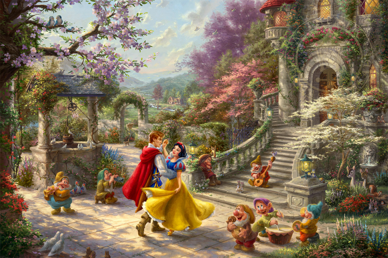 1500x999 Snow White Dancing In Sunlight Limited Edition Art - Disney Snow White Painting
