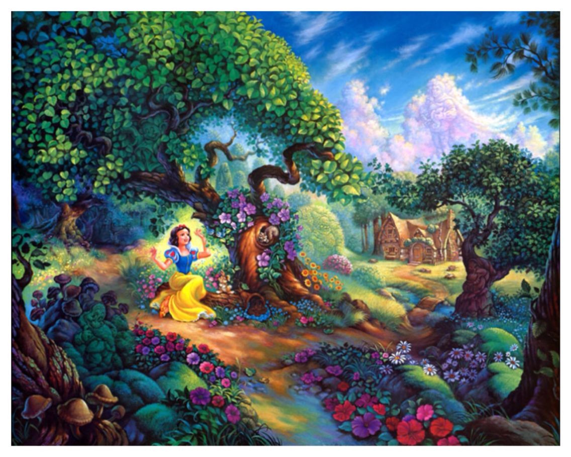 1136x908 Snow White Painting (Puzzle) By Tom Dubois. Hidden The 7 Dwarfs - Disney Snow White Painting