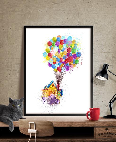 491x600 Up Movie, Pixar Up, Disney Watercolor Art, Disney Pixar Up Flying - Disney Up Painting