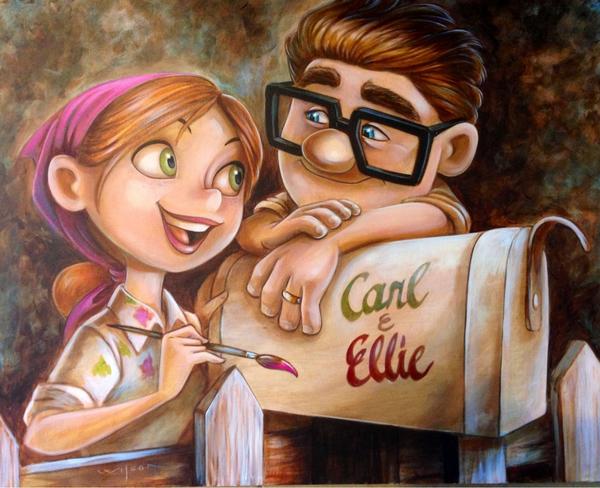 600x488 Darren Wilson On Twitter My Carl And Ellie Painting Before - Disney Up Painting