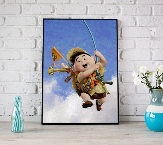 570x506 Disney Pixar Up Print Up Painting Russell Up Movie Art Up - Disney Up Painting