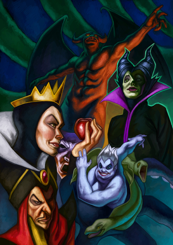 595x842 Disney Villains By Juliandelio - Disney Villains Painting