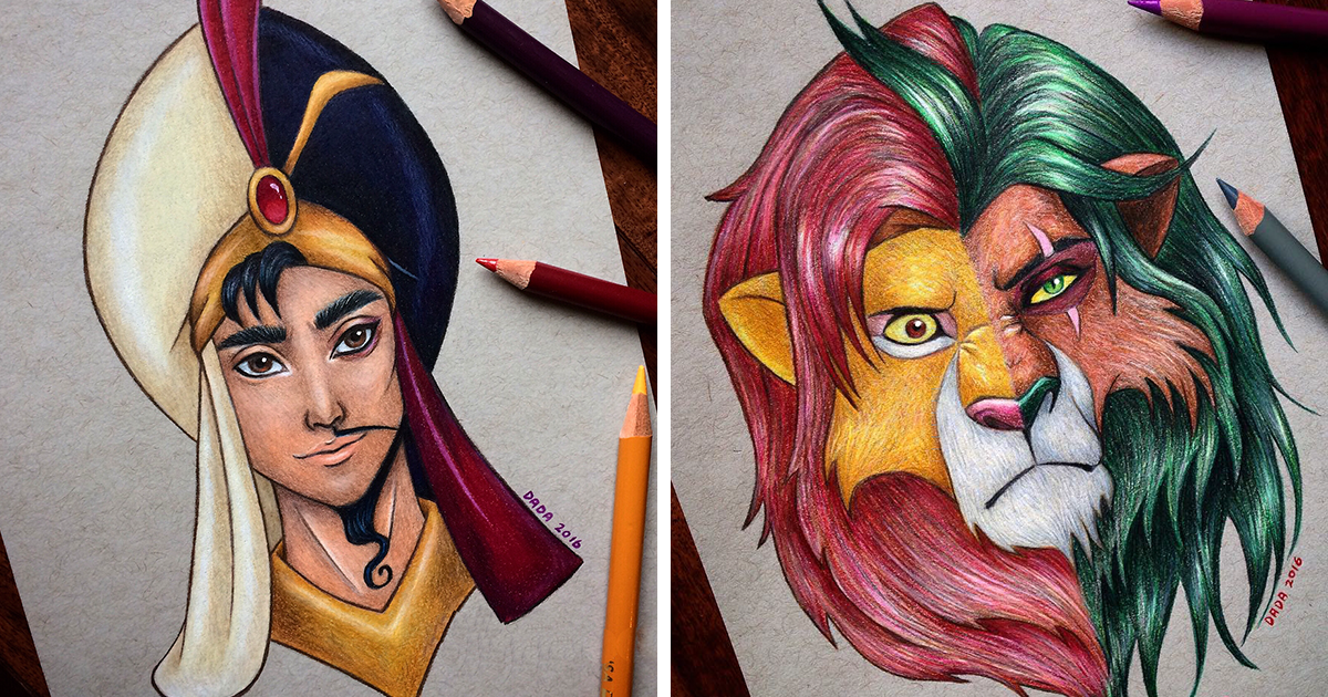 1200x630 This Artist Merges Disney Heroes With Villains Bored Panda - Disney Villains Painting