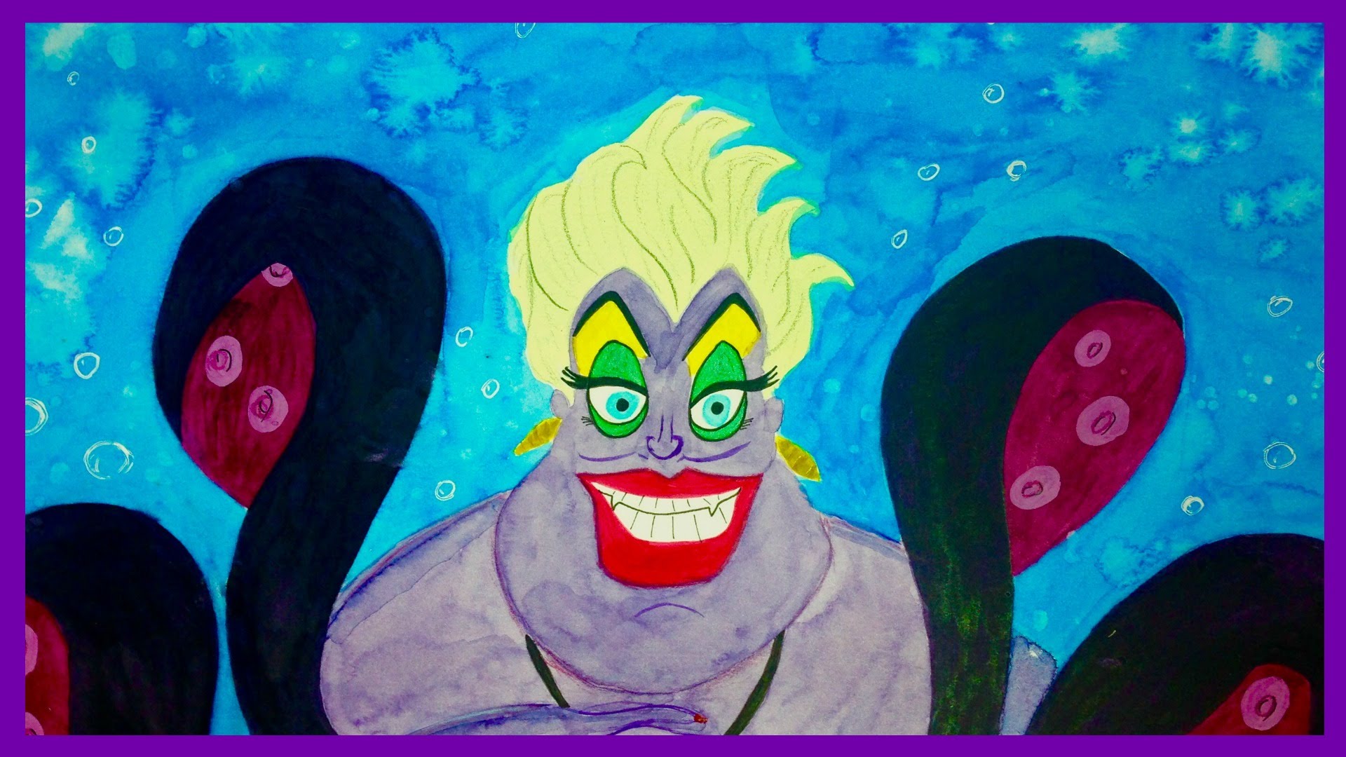 1920x1080 Ursula Watercolour Painting - Disney Villains Painting