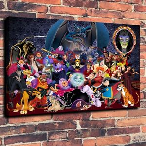 300x300 Walt Disney Villains Art Print Oil Painting On Canvas Home Decor - Disney Villains Painting