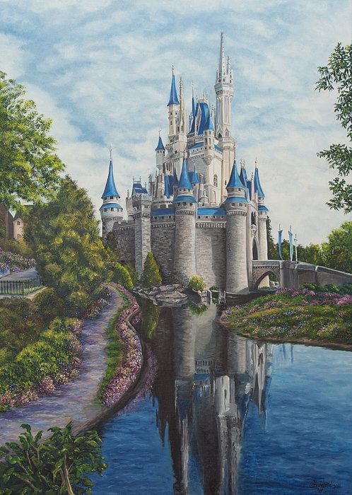 Disney World Castle Painting at PaintingValley.com | Explore collection ...