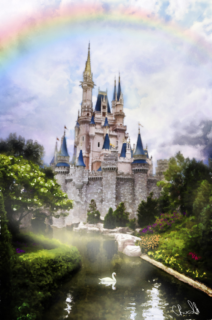 680x1024 Cinderella Castle Painting Christopher Rainville - Disney World Castle Painting