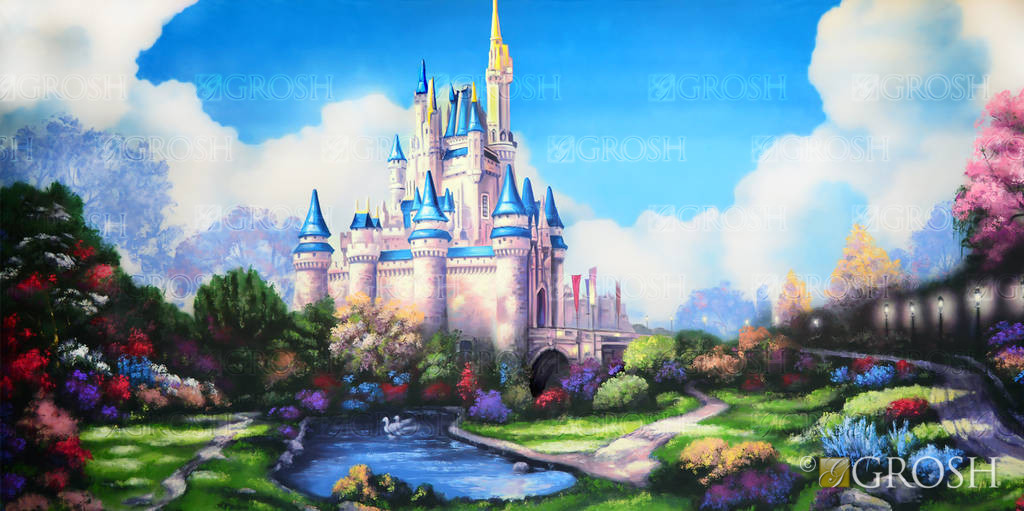 1024x511 Fairytale Castle Backdrops For Rent Grosh - Disney World Castle Painting