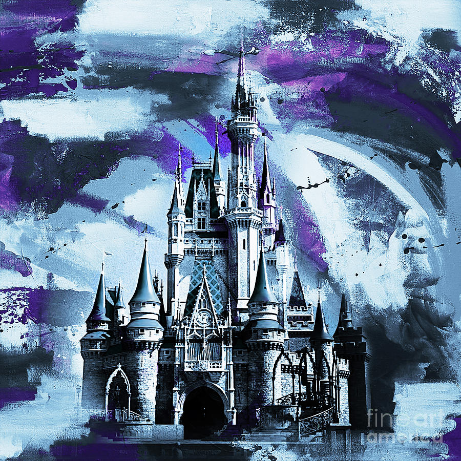 900x900 Walt Disney World Castle Painting By Gull G - Disney World Castle Painting