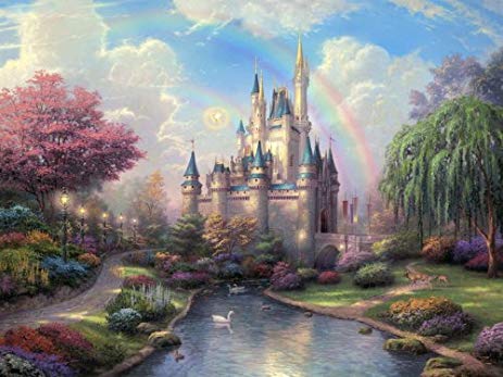 463x347 Sj1860 Cinderella Castle Disney Painting Art 24x18 - Disney World Castle Painting