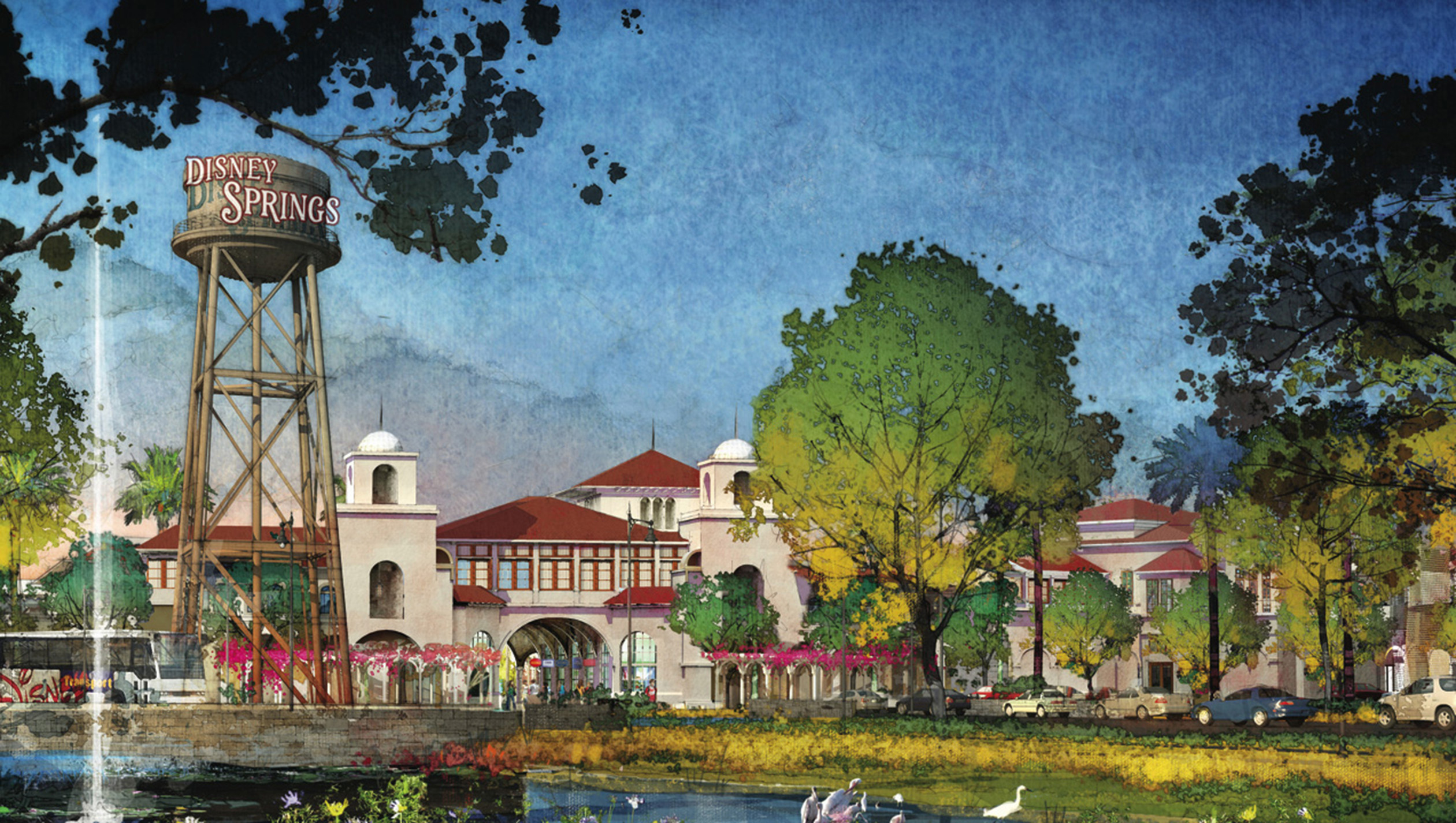 2520x1426 Disney Springs Concept Art - Disney World Painting