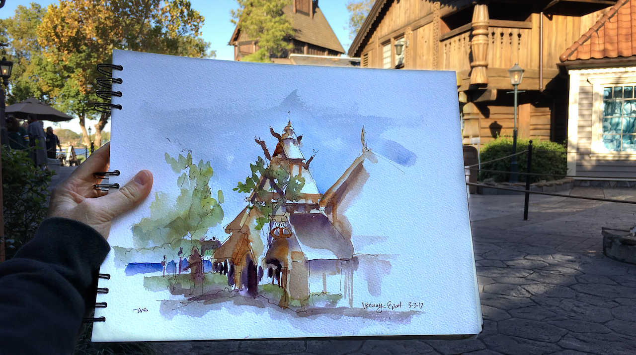 1280x716 Sketches From The Park Plein Air In The Norway Pavilion Disney - Disney World Painting