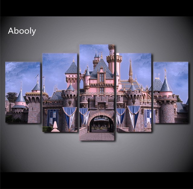 640x627 Hd Printed 5 Piece Canvas Ar Fairy Tale Castle Painting Movie - Disneyland Castle Painting