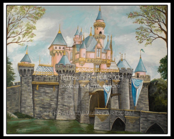 600x480 Sleeping Beauty Castle By Terrauh - Disneyland Castle Painting