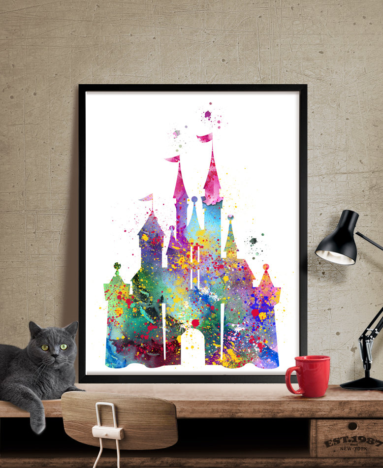 778x951 Disney Castle Watercolor Print Disney Art Print Disney - Disneyland Castle Painting