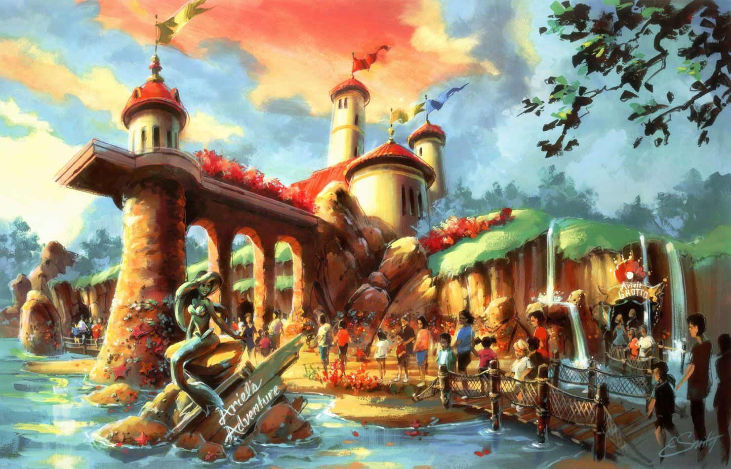 1480x950 Disneyland Ariels Adventure Fantasy Painting Paintings Mermaid - Disneyland Painting