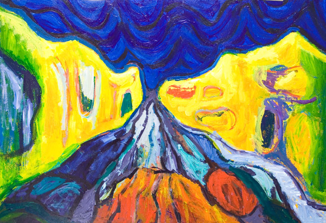 656x449 Yellow Townabstract,distortion, Cityscape, Yellow, Painting - Distortion Painting