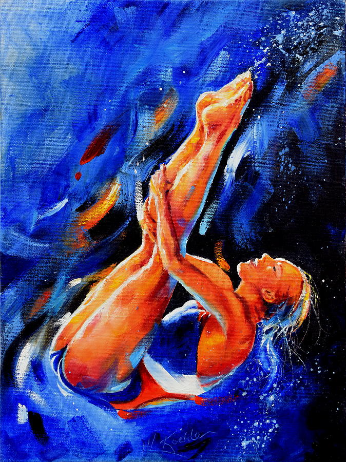 674x900 Diving Diva Painting By Hanne Lore Koehler - Diva Painting