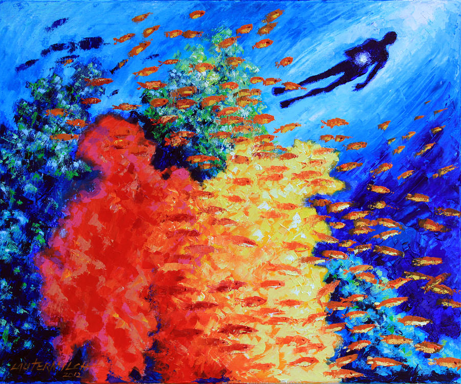 900x751 Our True Hidden Treasure Painting By John Lautermilch - Diver Painting