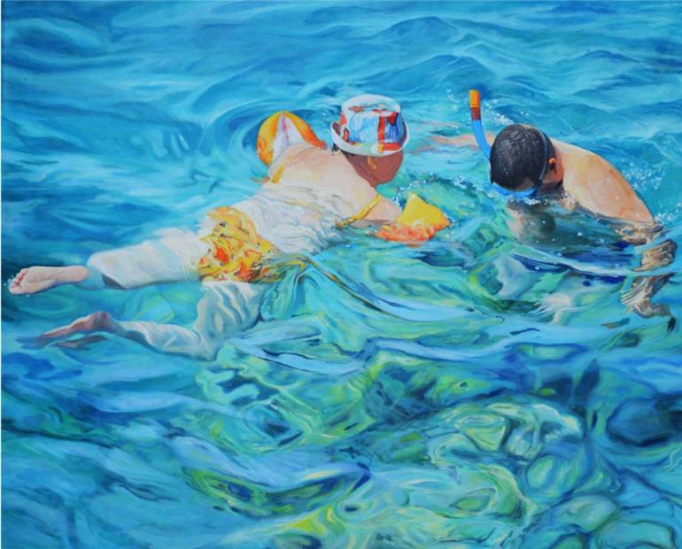 770x620 Saatchi Art The Diver Painting By Ivora Arsenovic - Diver Painting