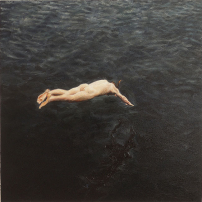 650x650 Surface Tension, Paintings Of A Man In Mid Dive - Diver Painting