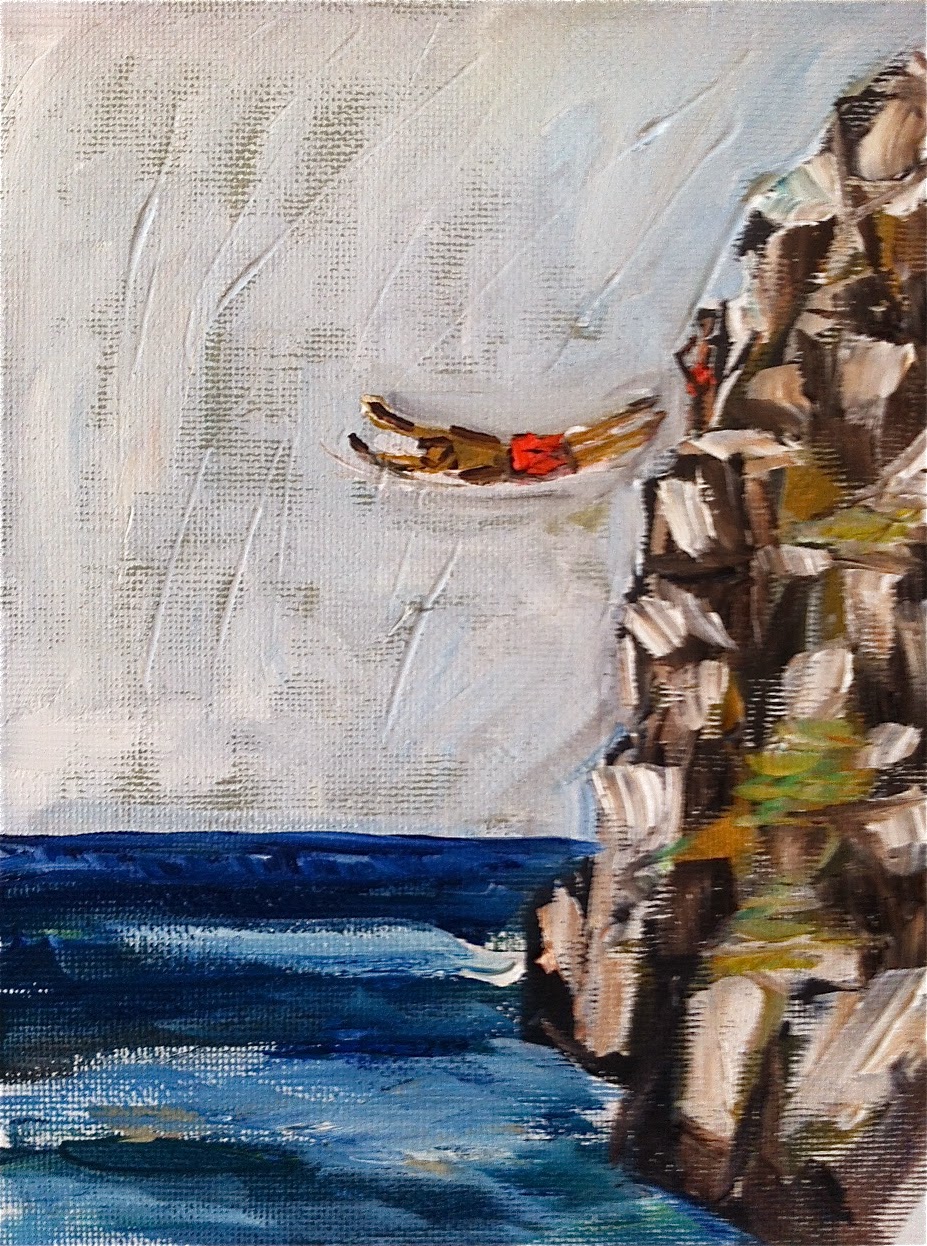 927x1246 Devine Paintings Cliff Diver Painting - Diver Painting