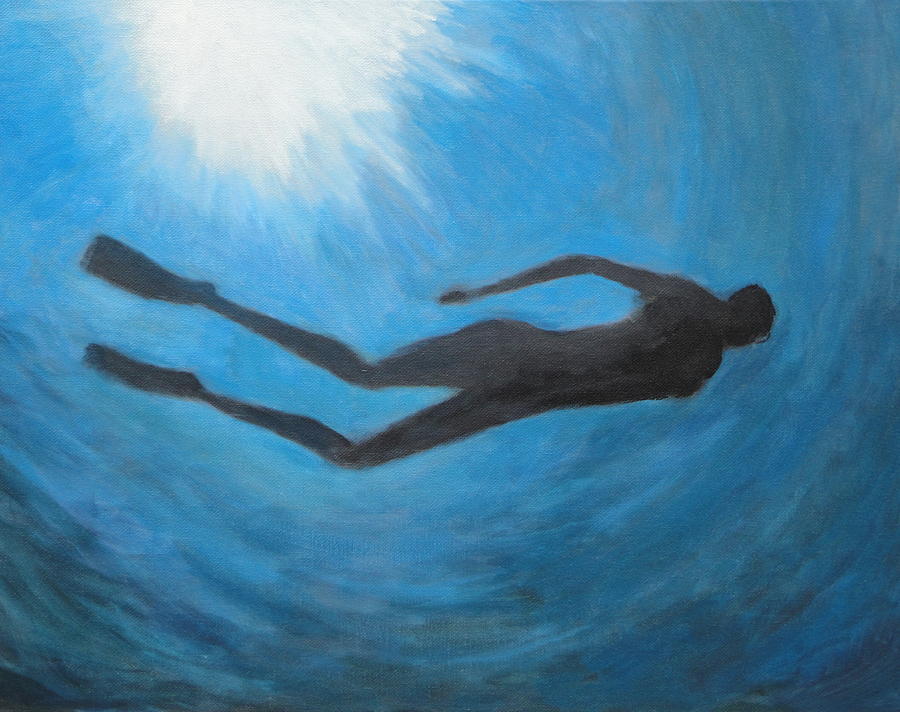900x712 Diver Painting By James Lopez - Diver Painting