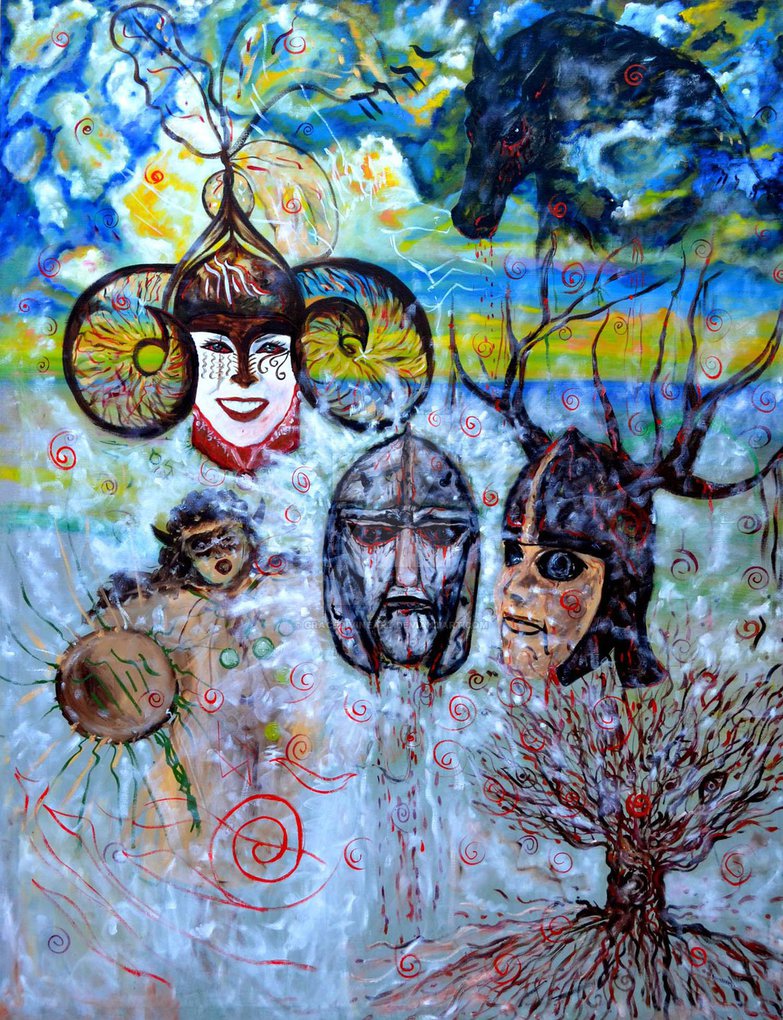 783x1020 Grace Divine Shaman Painting Norse God Yggdrasil M By - Divine Painting