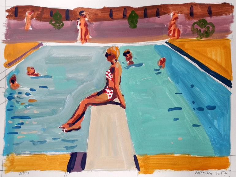 770x580 Saatchi Art Pool Diving Board Painting By Stephen Abela - Diving Board Painting