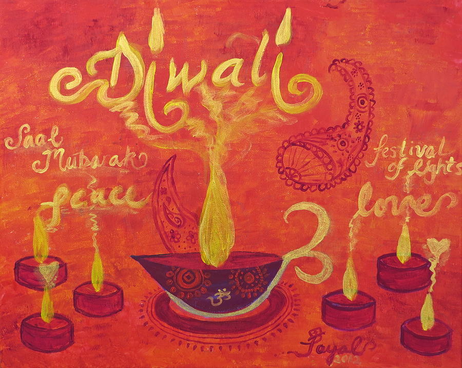 900x717 Diwali Lights Painting By Artistic Indian Nurse - Diwali Painting
