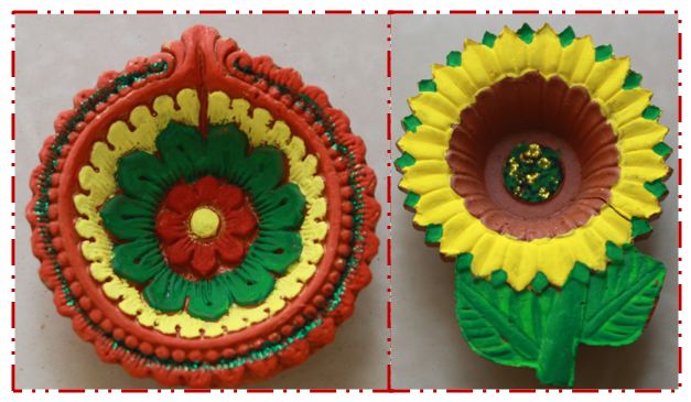627x365 Diya Painting With Watercolors For Diwali Decoration - Diya Painting