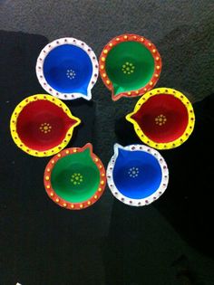 236x315 Swastika Diya Painted With Multicolors - Diya Painting For Diwali
